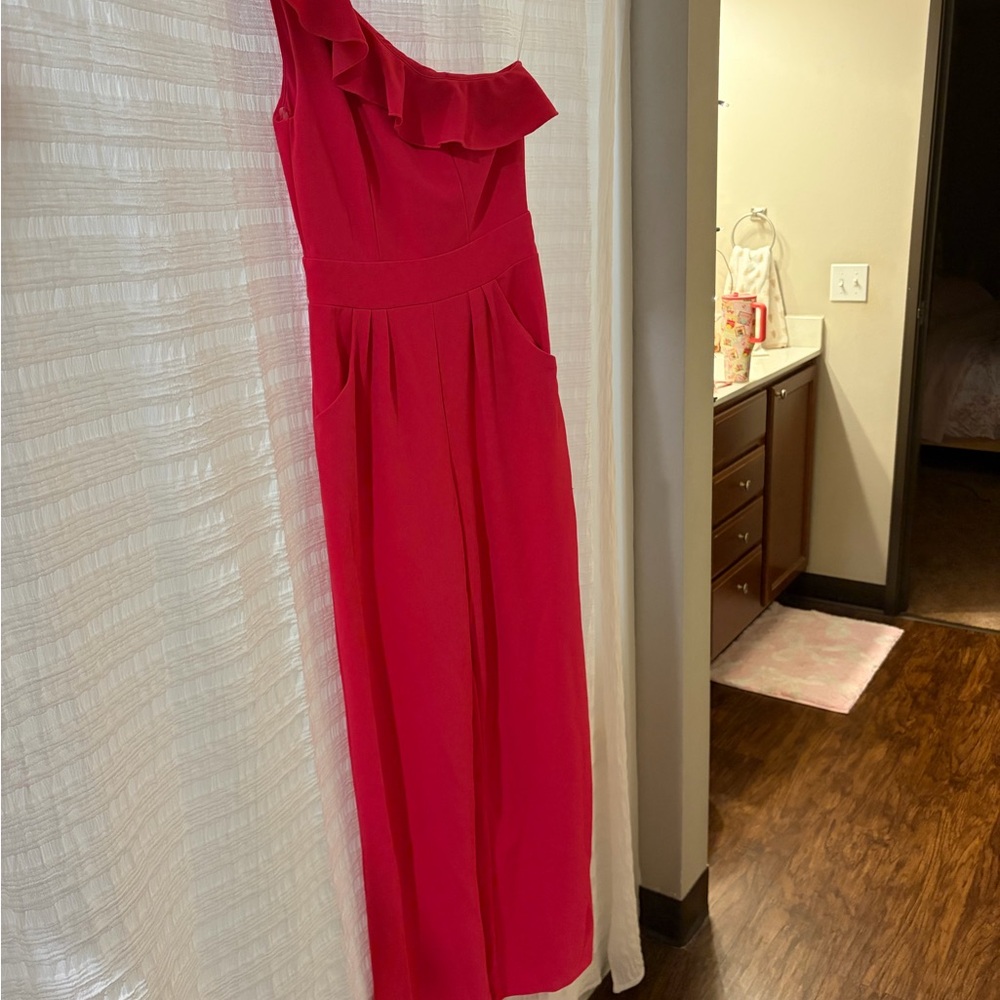 Emerald Sundae Vibrant Red One-Shoulder Dress
